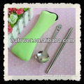 Travelling camping stainless steel chopsticks spoon with neoprene bag
